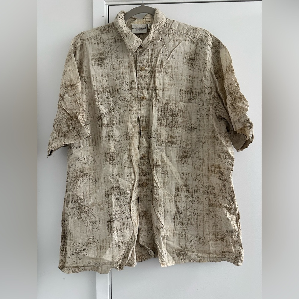 VTG KNIGHTSBRIDGE Shirt Men Sz XL Beige Short Sleeve